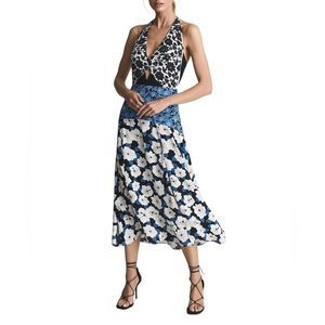 REISS Mara Floral Print Midi Dress Size 8